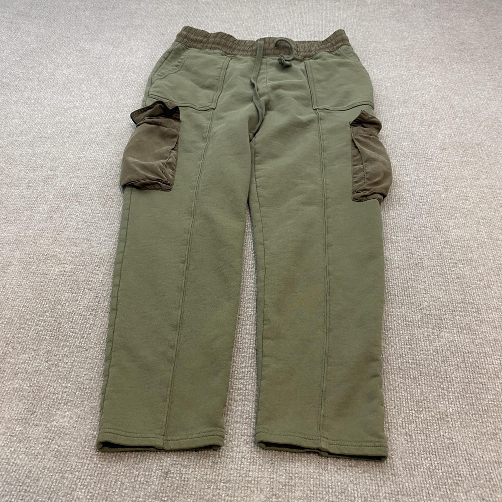 Fabletics Pants Mens Large Green Fleece Cargo Sweatpants Elastic Waist 34x28